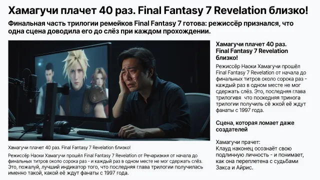 Хамагучи плачет 40 раз. Final Fantasy 7 Revelation близко!